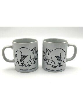 Smithsonian Institution Vintage Triceratops Black/White Sketch Ceramic Mugs